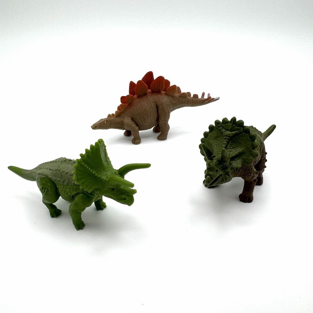 Dinosaur Figure Lot - Triceratops & Stegosaurus -‎ Set of 3 Toys